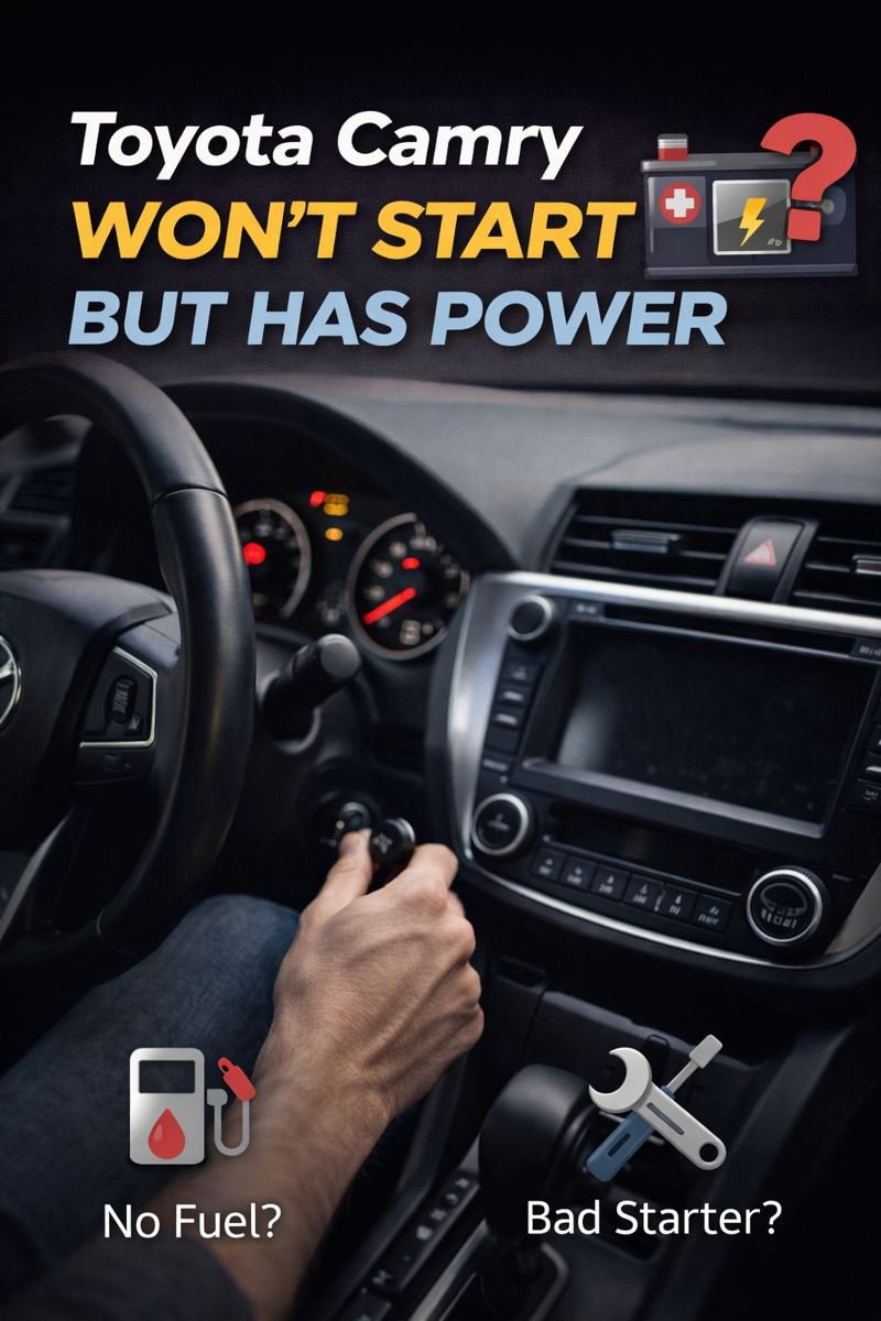Read more about the article Toyota Camry Won’t Start But Has Power: Causes And Easy Fixes