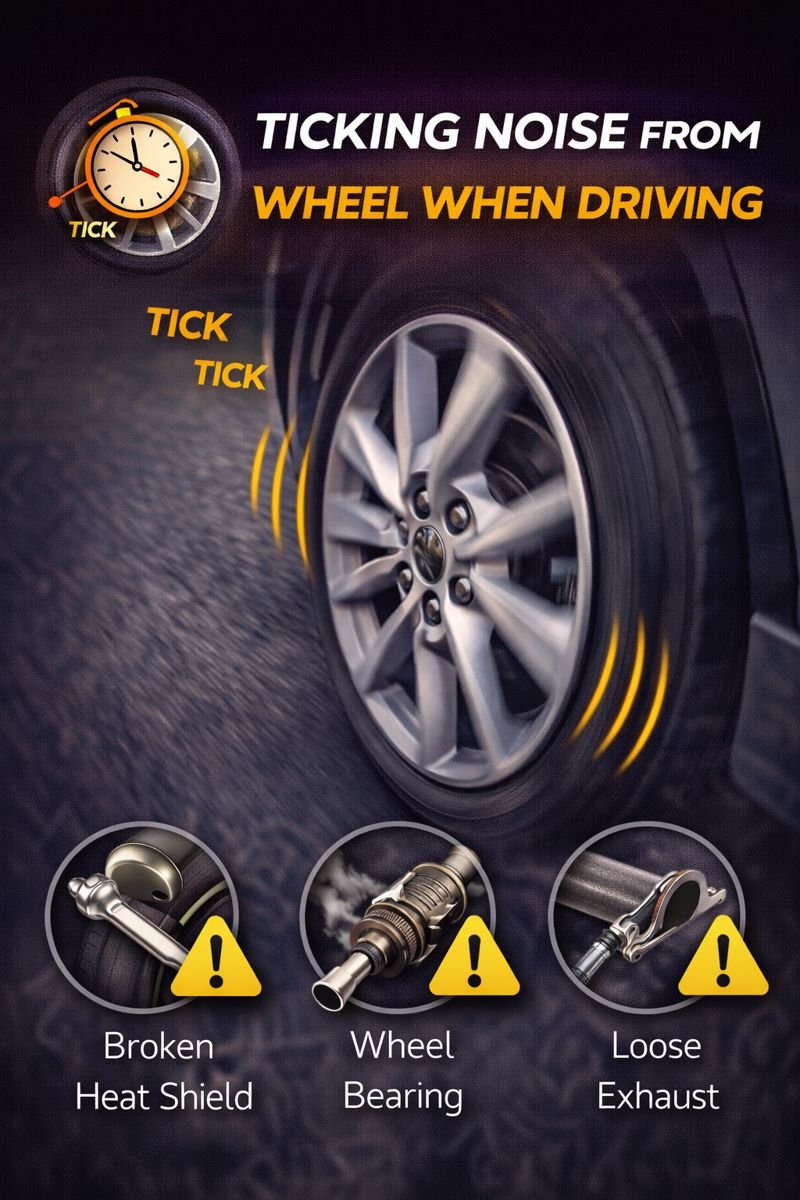 ticking noise from wheel when driving