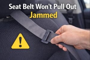seat belt won t pull out jammed